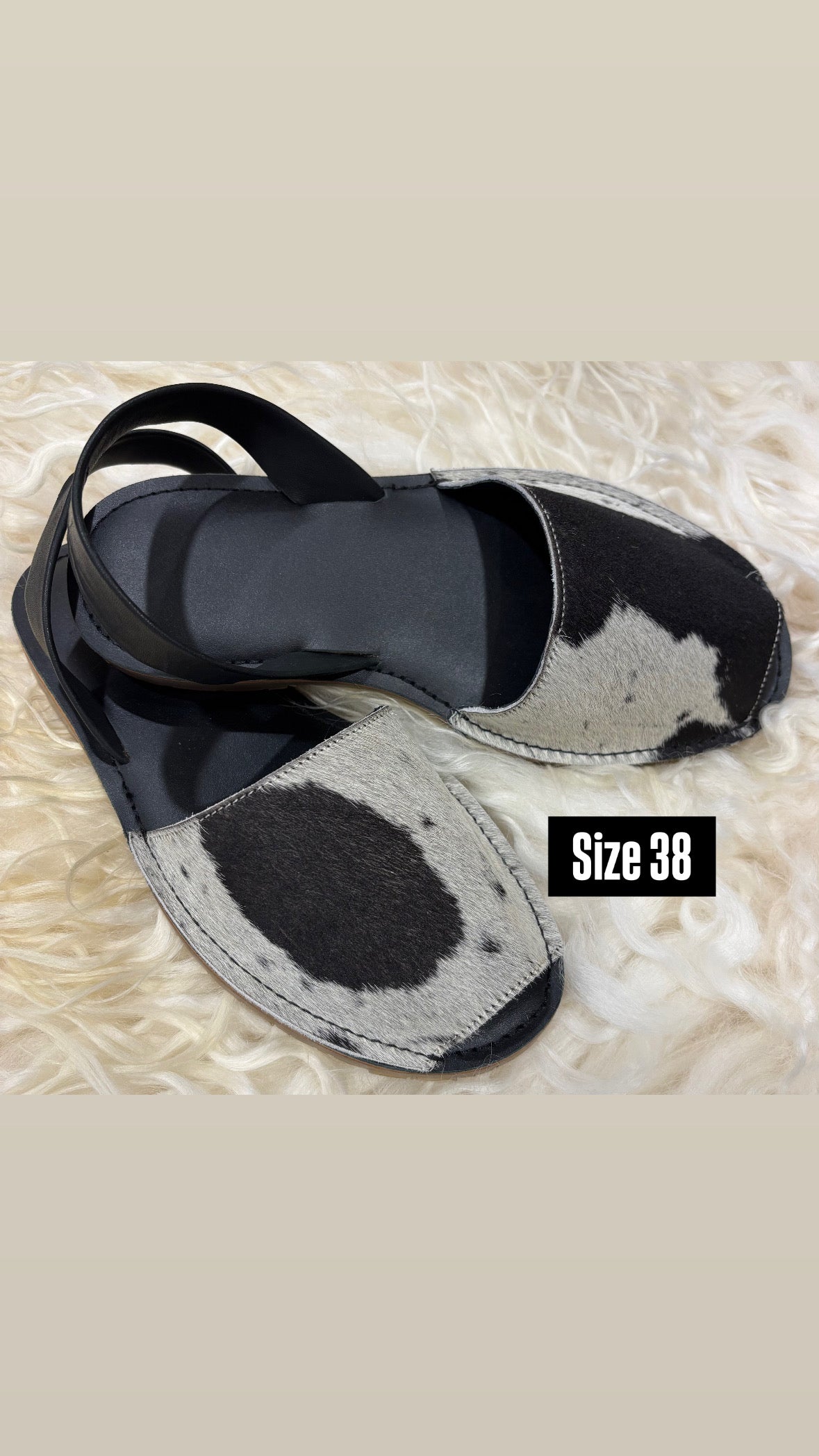 Black Cowhide Shoes Sling Back