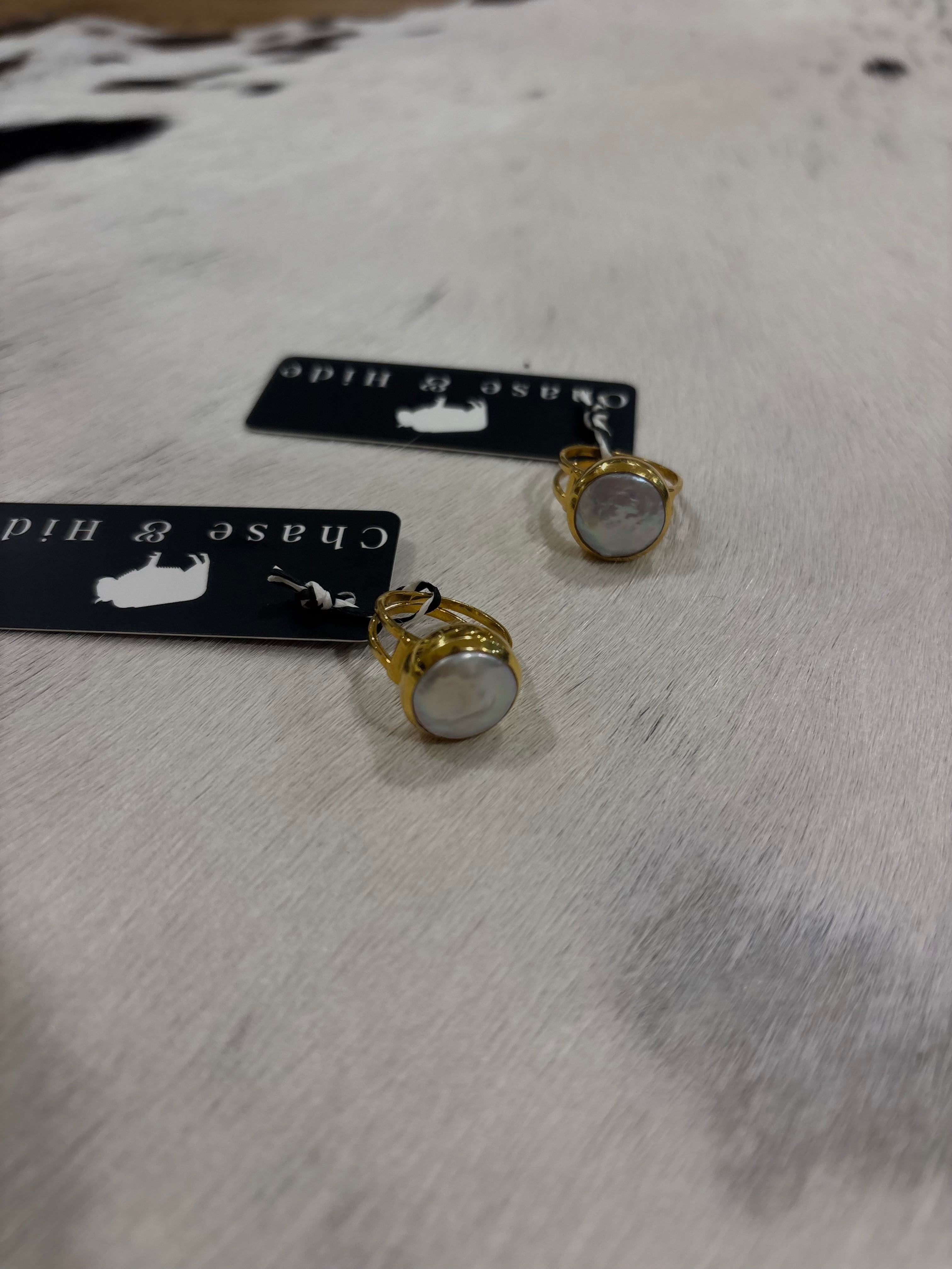 Freshwater Coin Pearl Gold Ring 