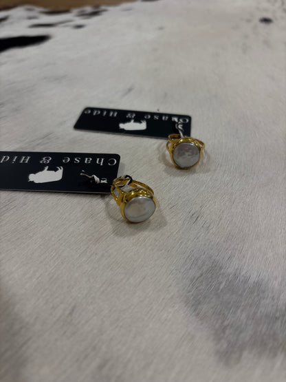 Freshwater Coin Pearl Gold Ring 
