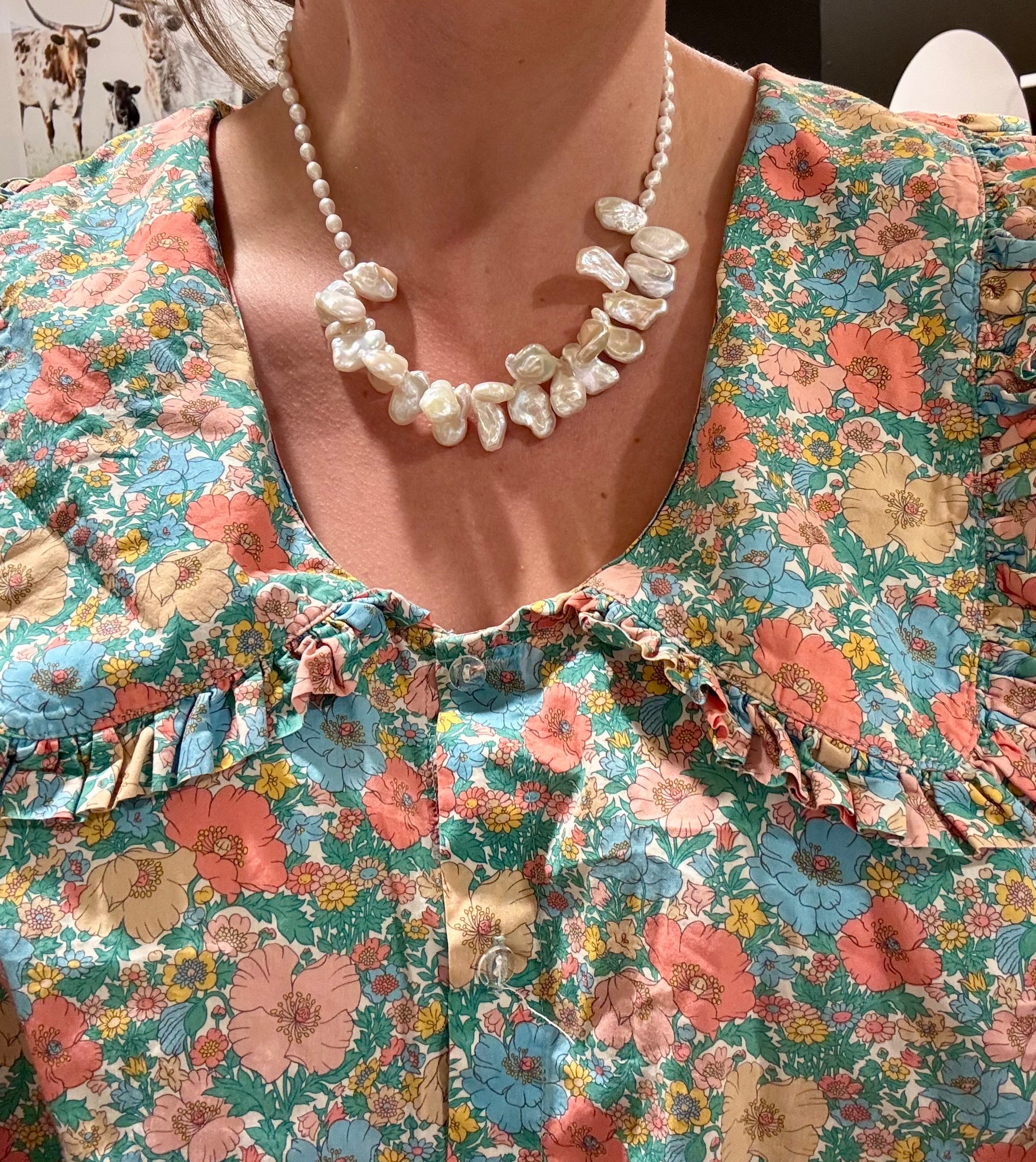 Keshi and Rice Pearl Natural necklace 