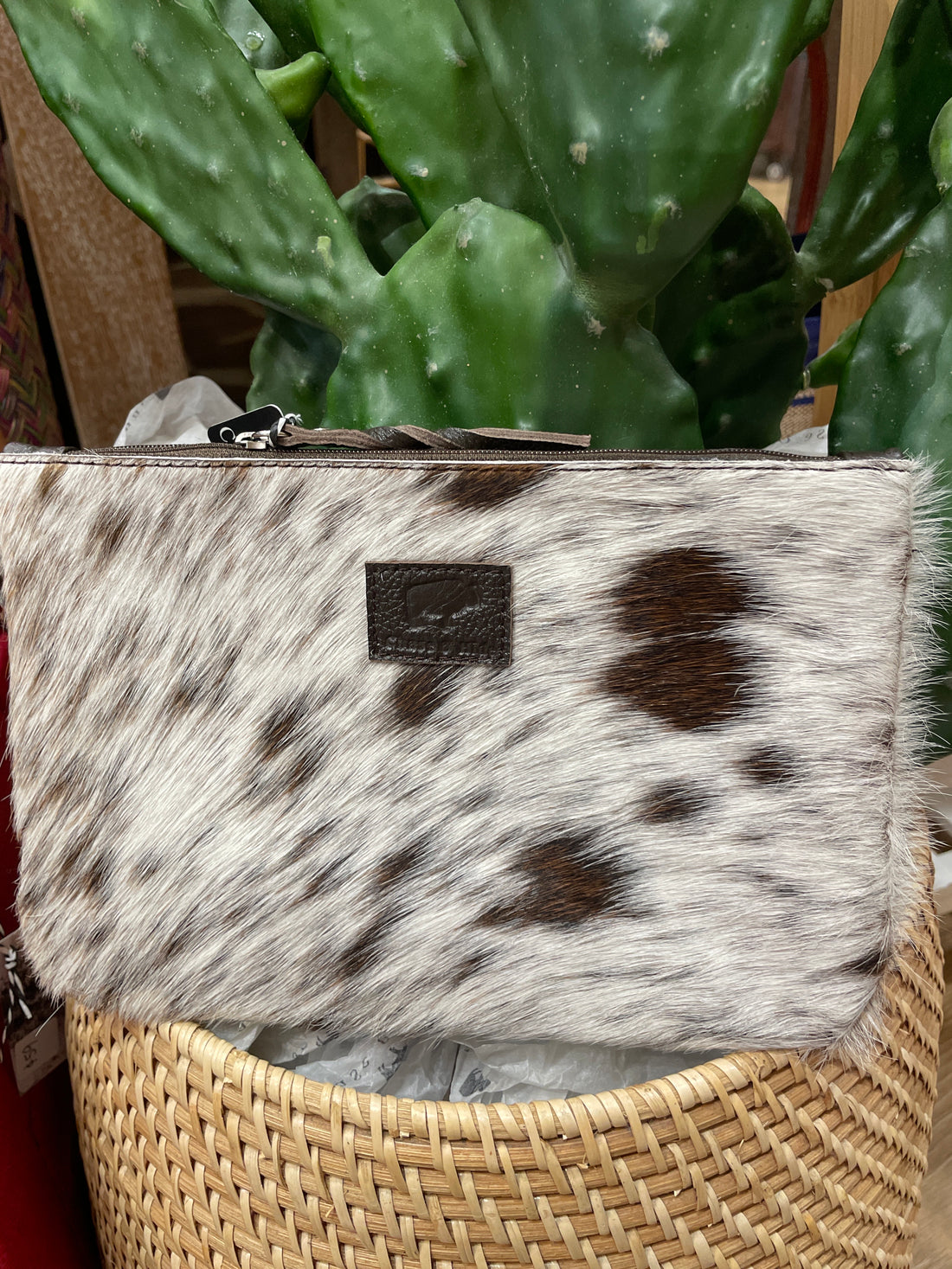 Large Chocolate Hide Clutch