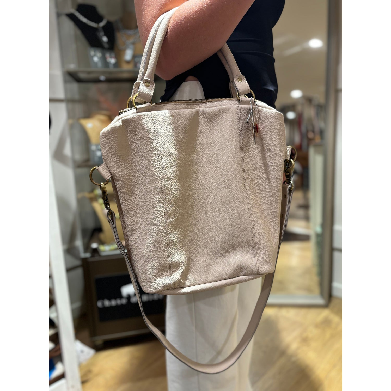 Cream Leather shoulder bag