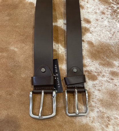 Leather Belt with Silver Buckle 