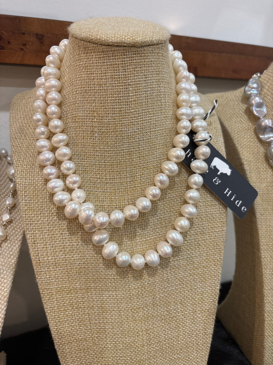 32” White potato 10mm pearl necklace 