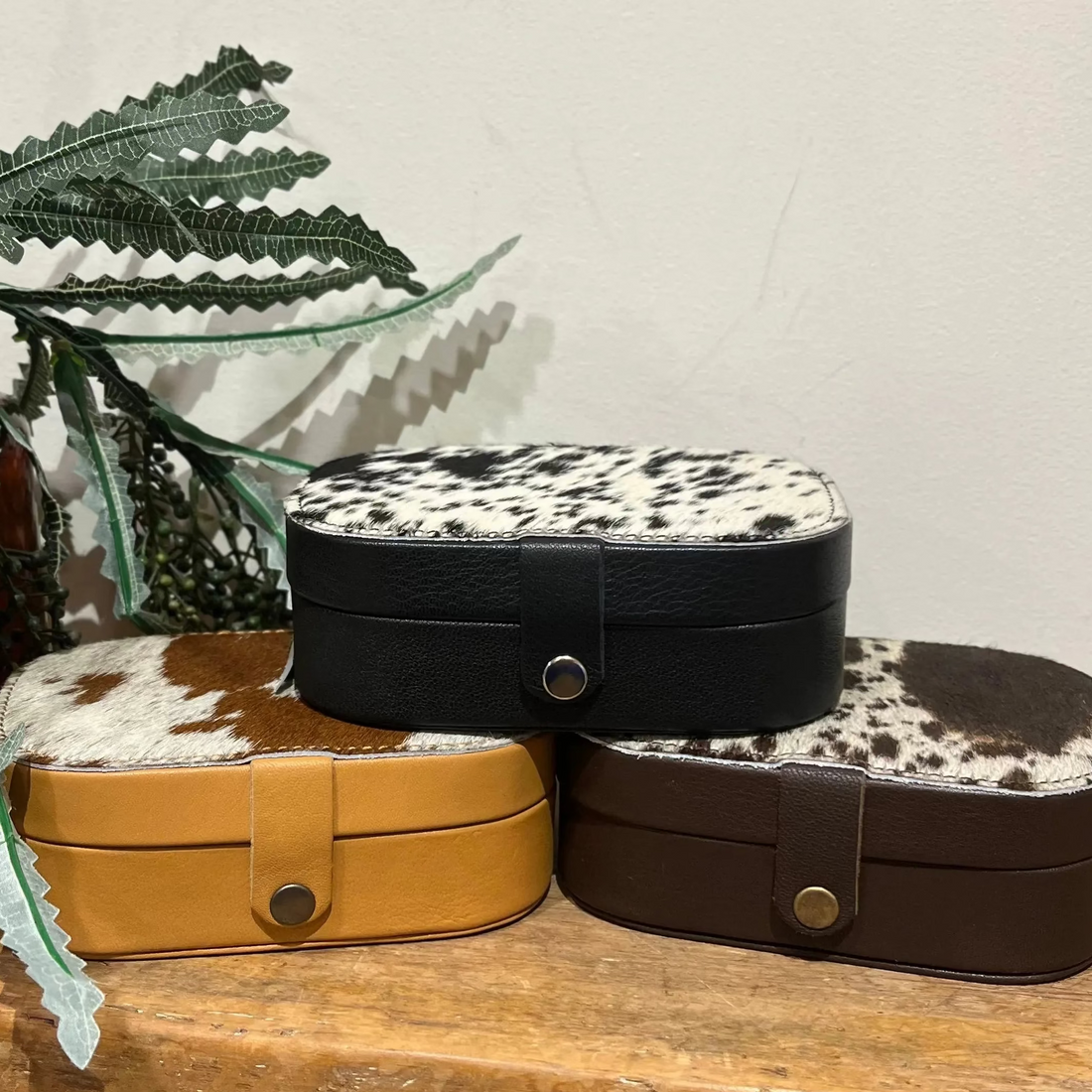 Small Cowhide & leather Jewellery Box