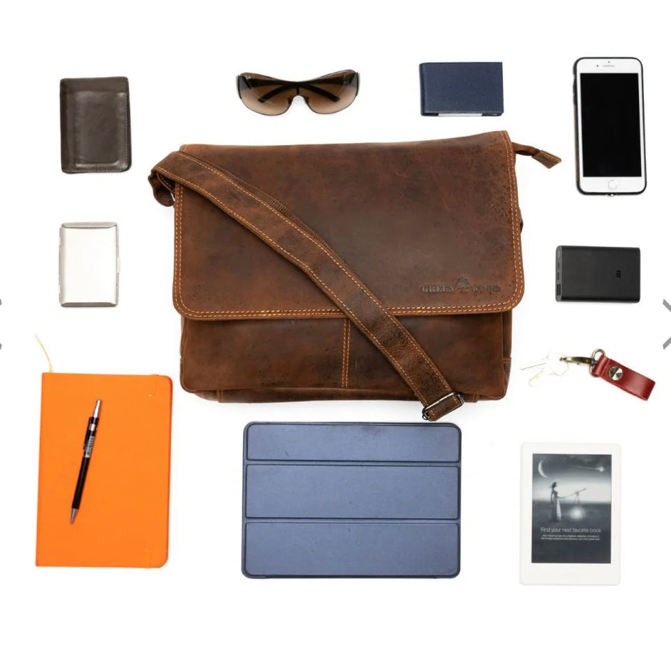 13” Sandel leather messenger 