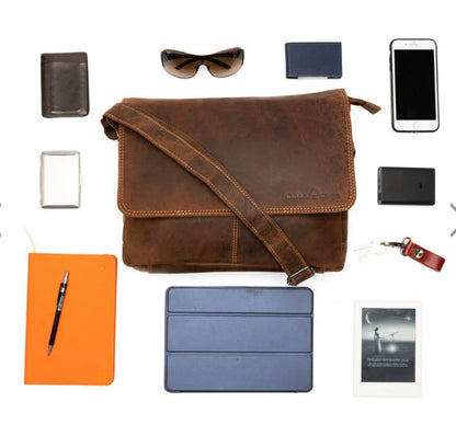 13” Sandel leather messenger 