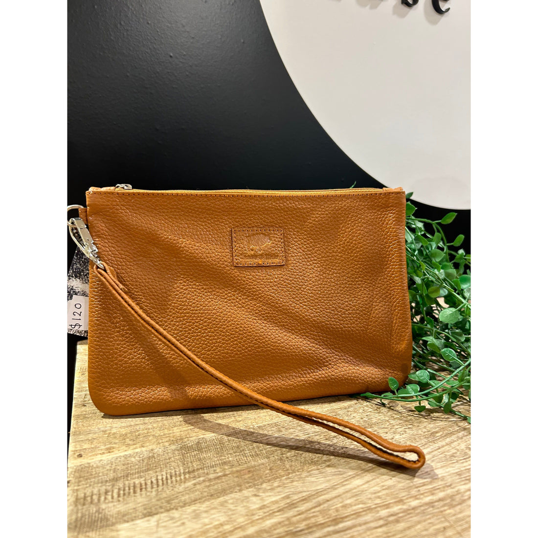 Large Tan Leather Clutch