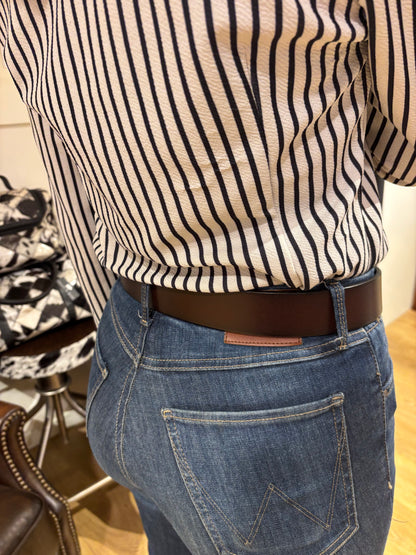 Brown Leather Belt with gold Buckle
