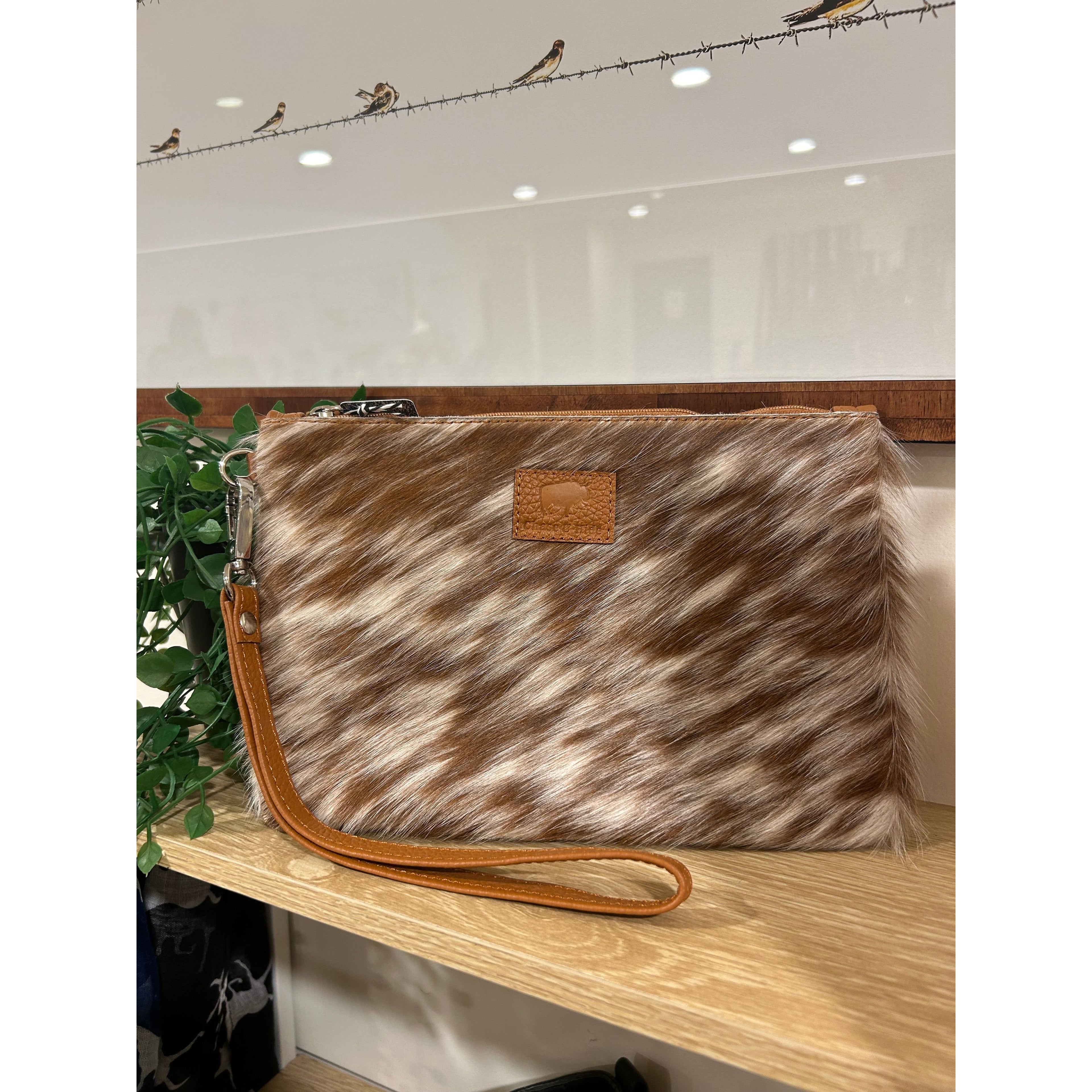 Large Hide Tan Clutch 