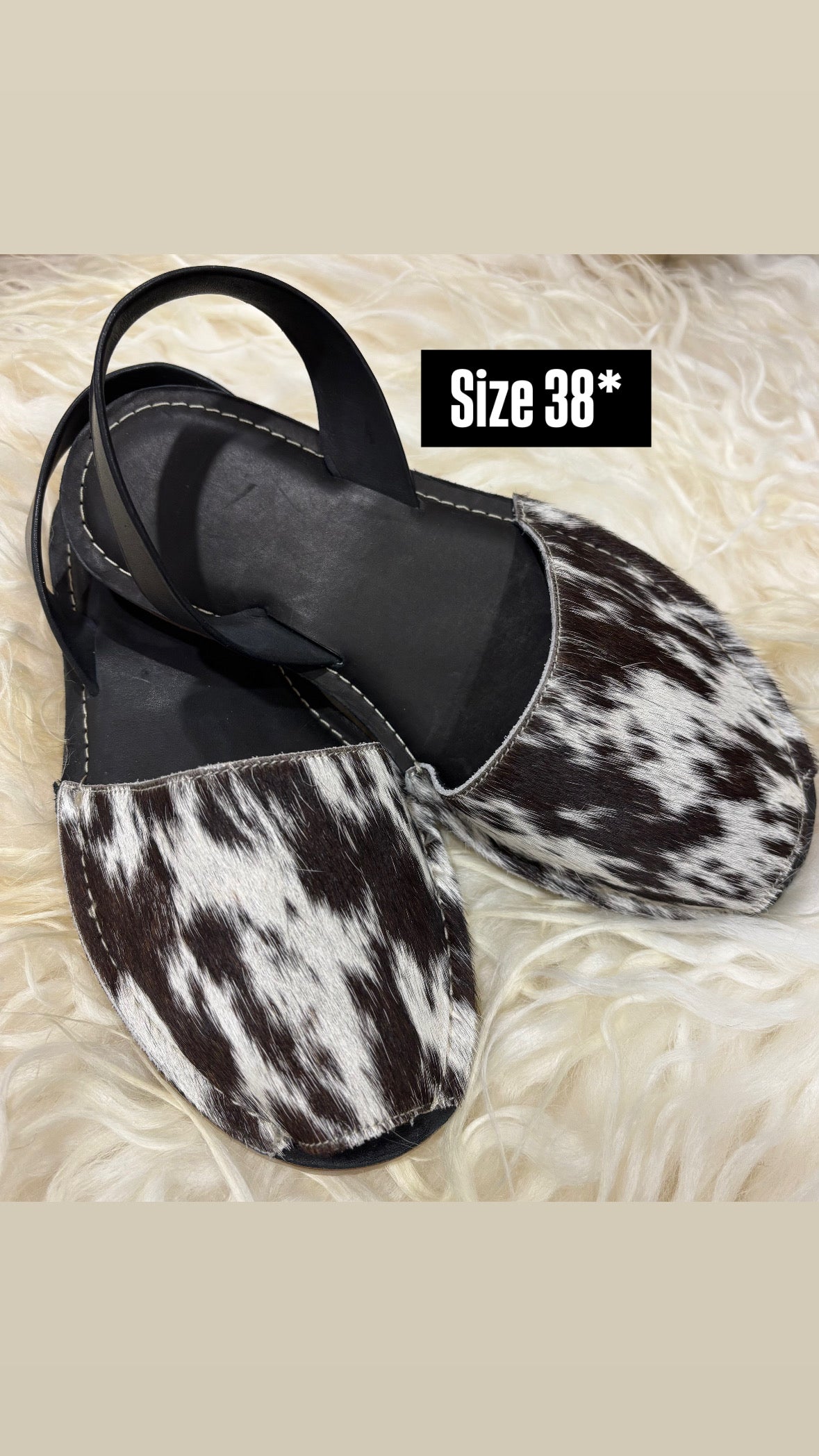 Black Cowhide Shoes Sling Back