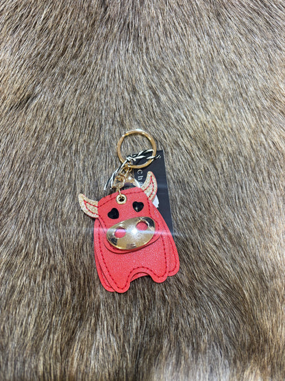 Leather Cow glitter keychain 