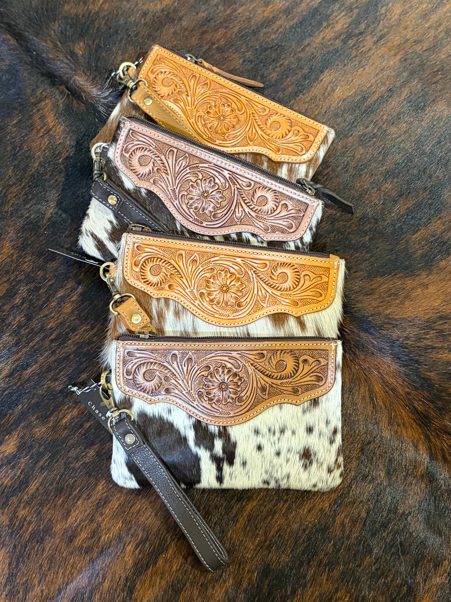 Mia Hide &amp; Tooled Leather Clutch 