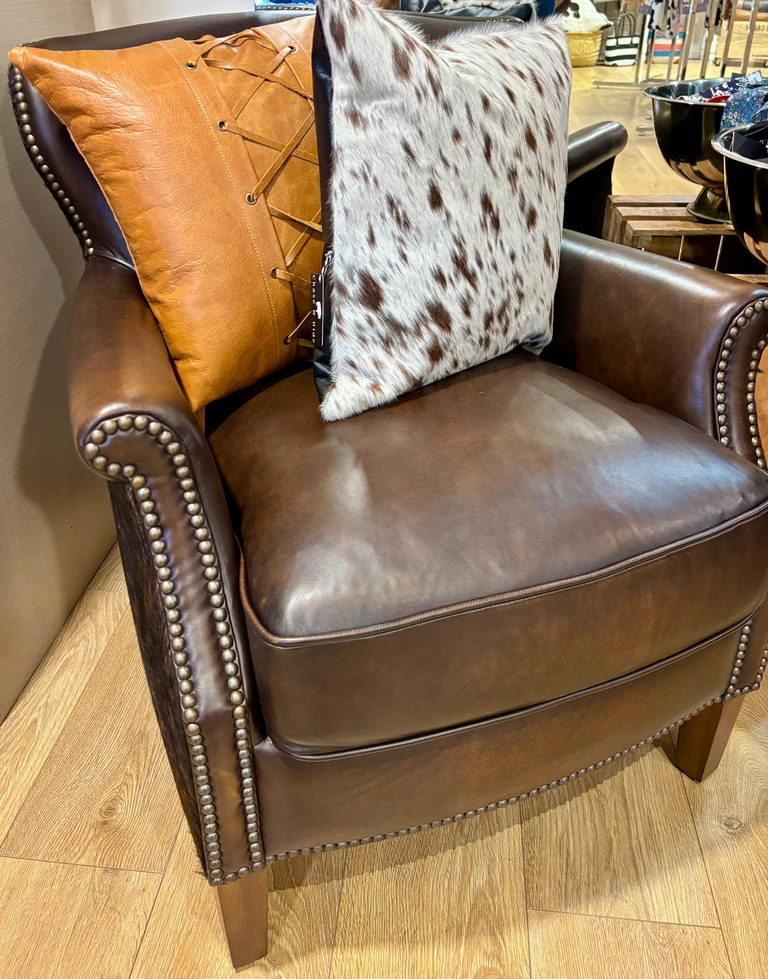 Cowhide Leather Arm Chair