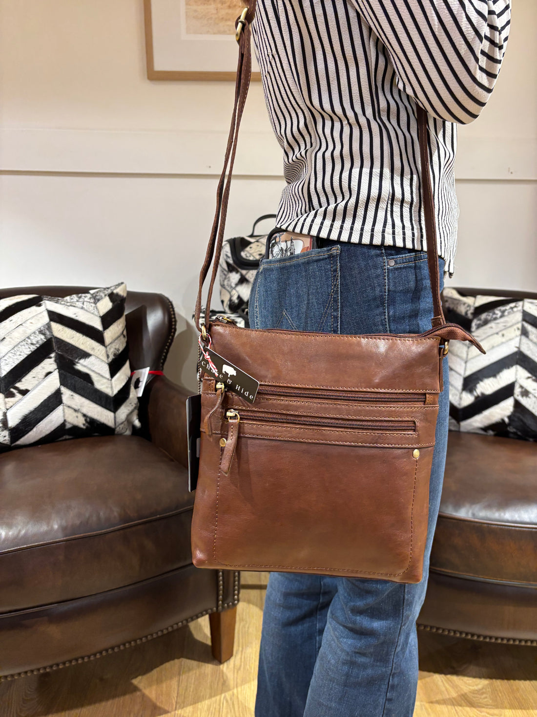 Soft Leather crossbody cognac 6804
