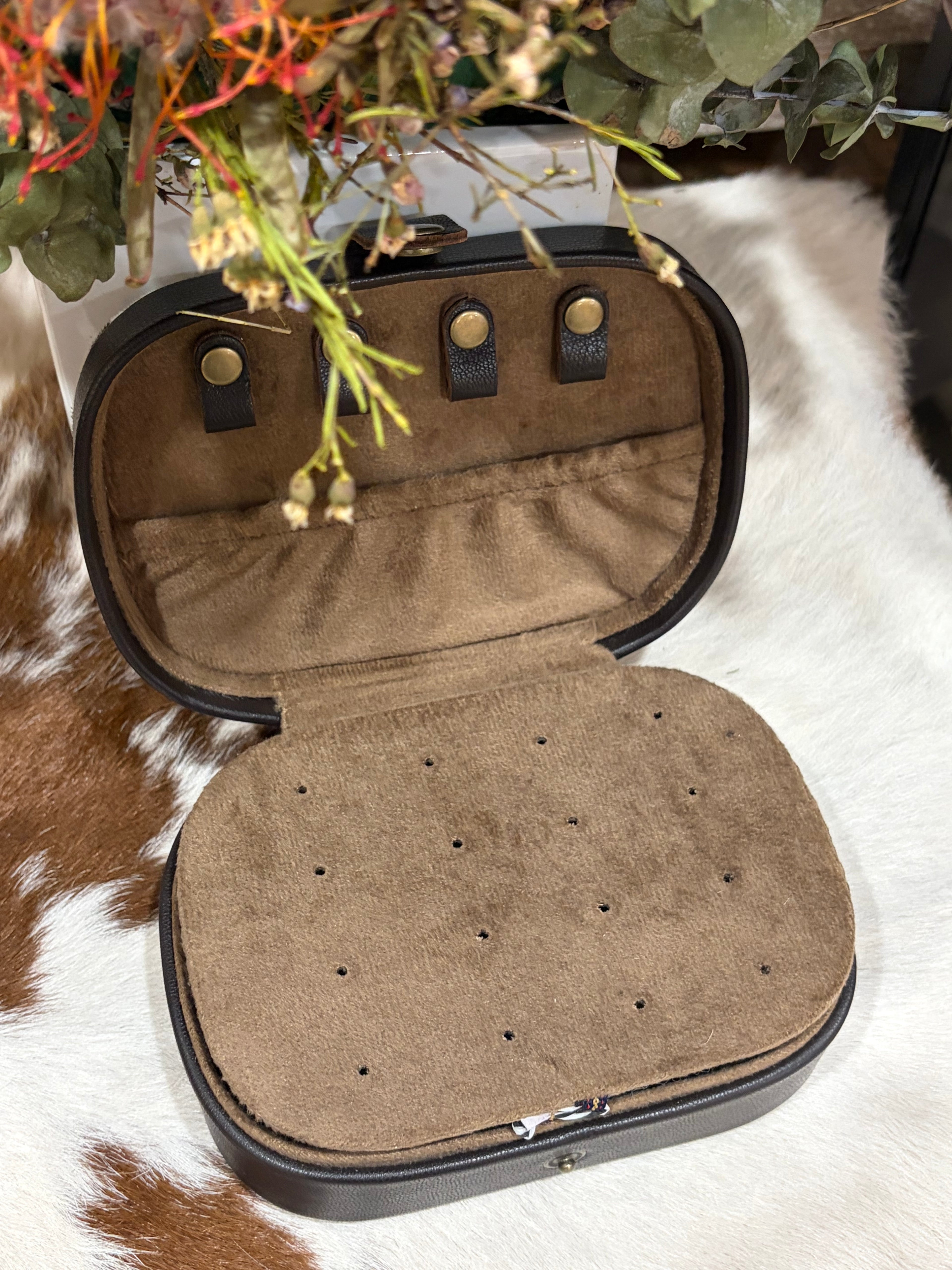 Small Hide and Leather Jewellery Box 