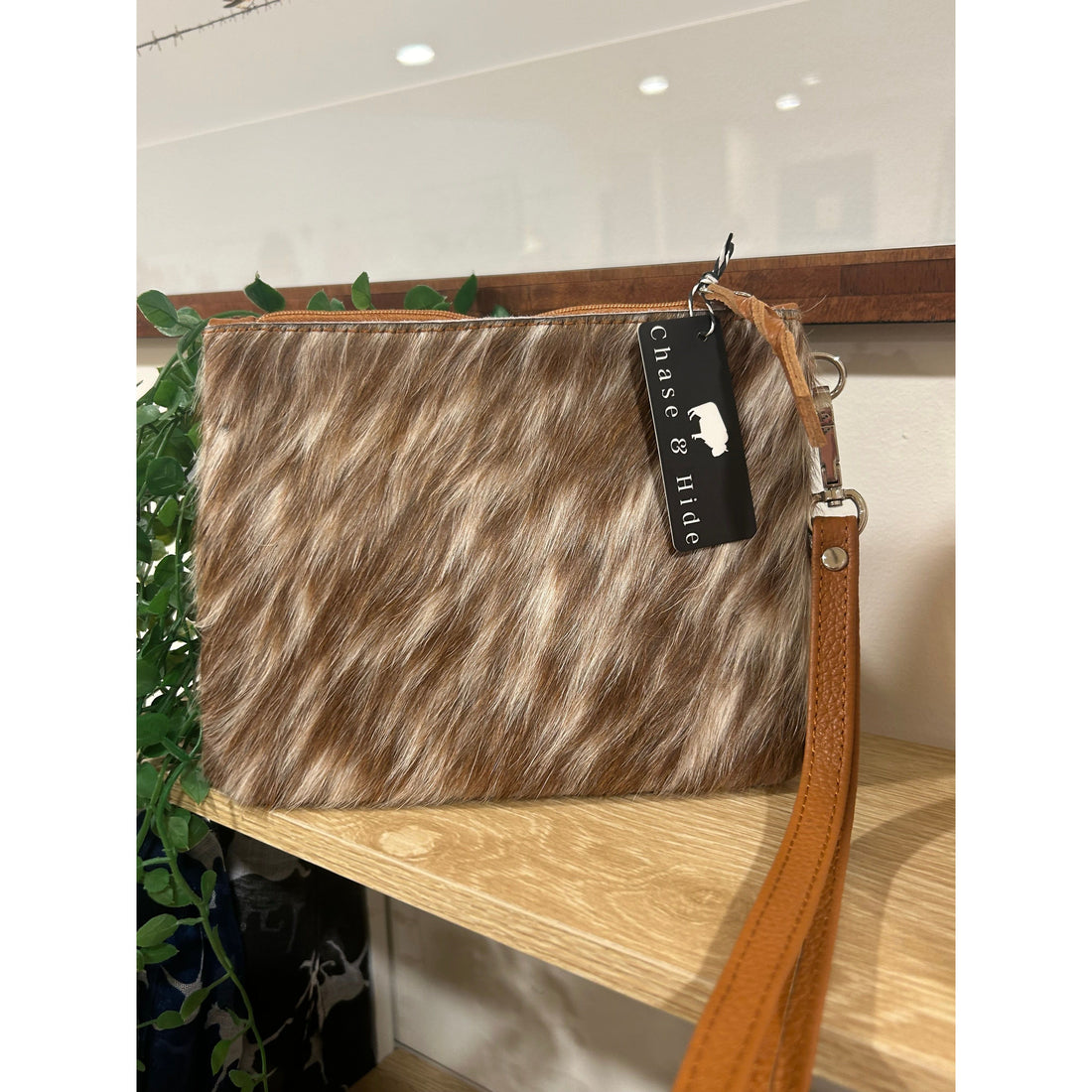 Midi Hide Tan Clutch 