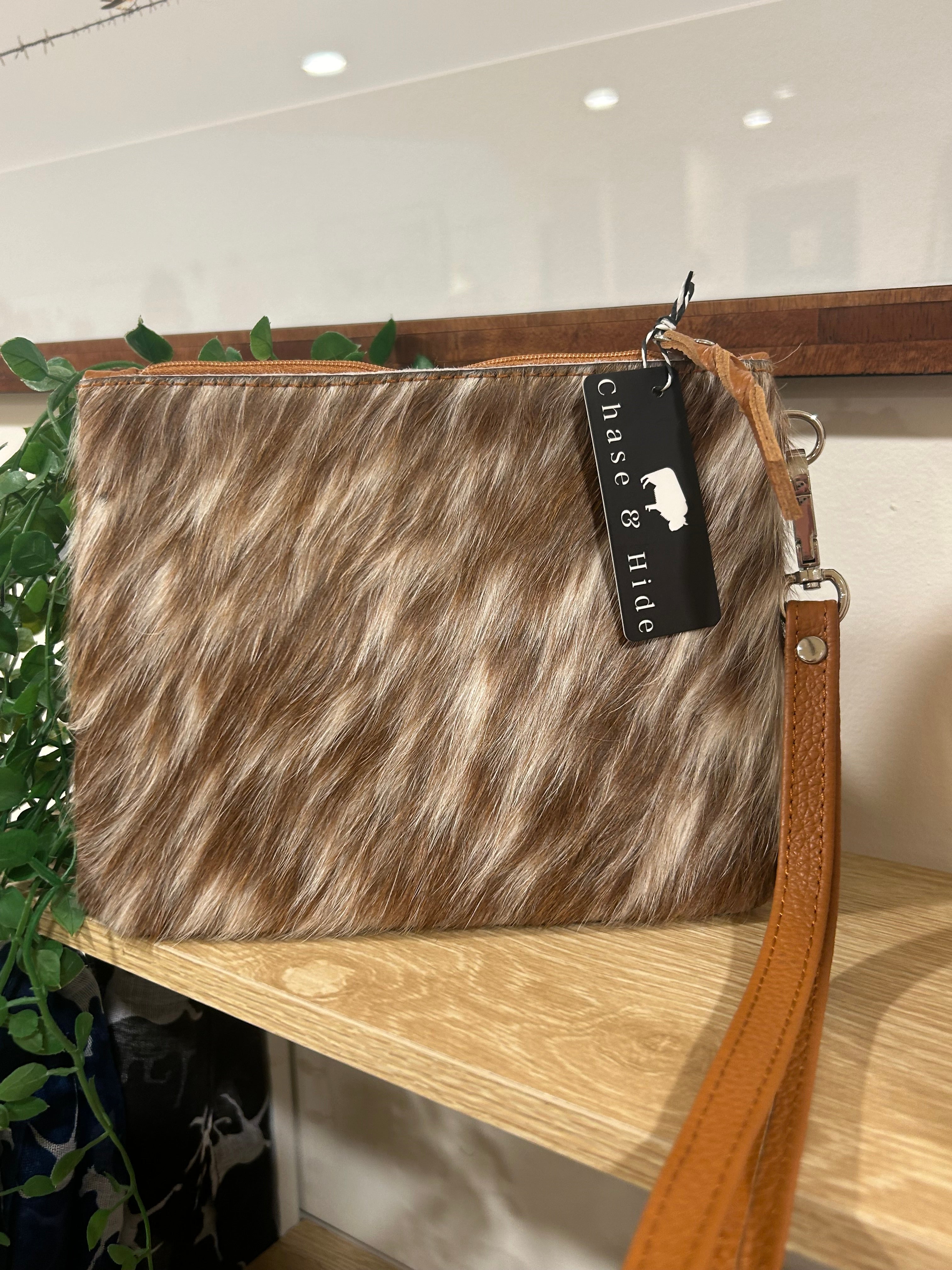 Midi Hide Tan Clutch 