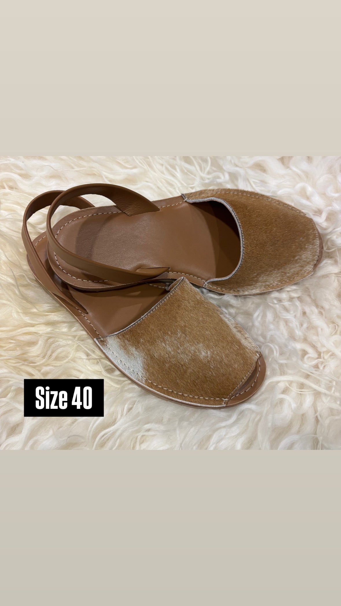 Tan Cowhide Shoes Sling Back