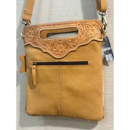 Sundance hide &amp; tooled leather handbag 