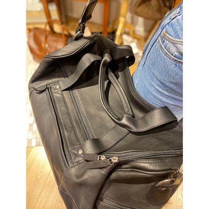 Large Black Leather Travel Bag 