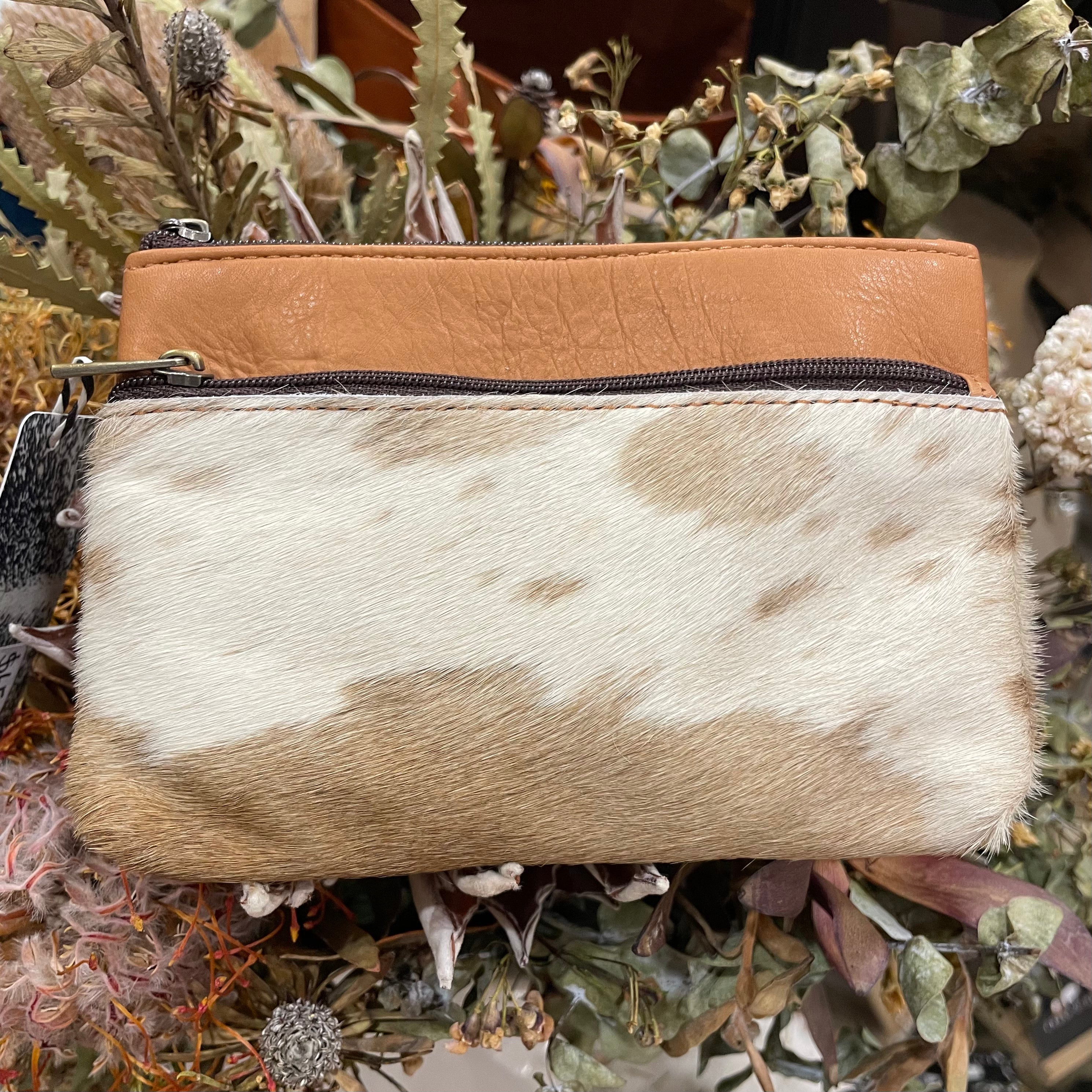 Double Zip Cowhide Clutch 