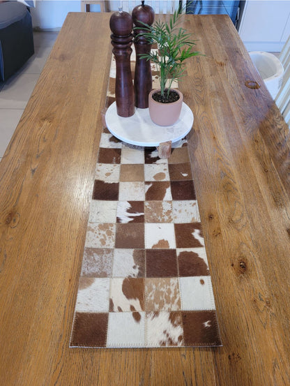 Cowhide table runner - choose your colours