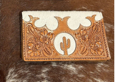 Tooling Cactus Leather Slim Cowhide Wallet 