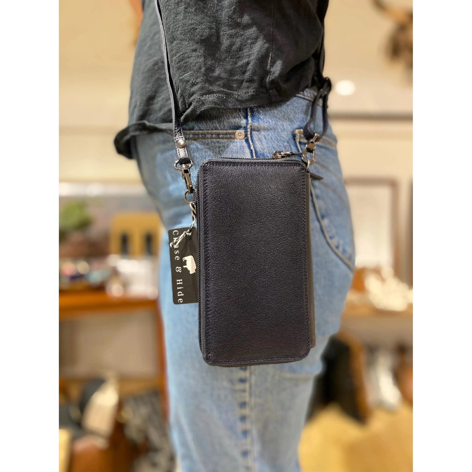 Leather sling wallet 
