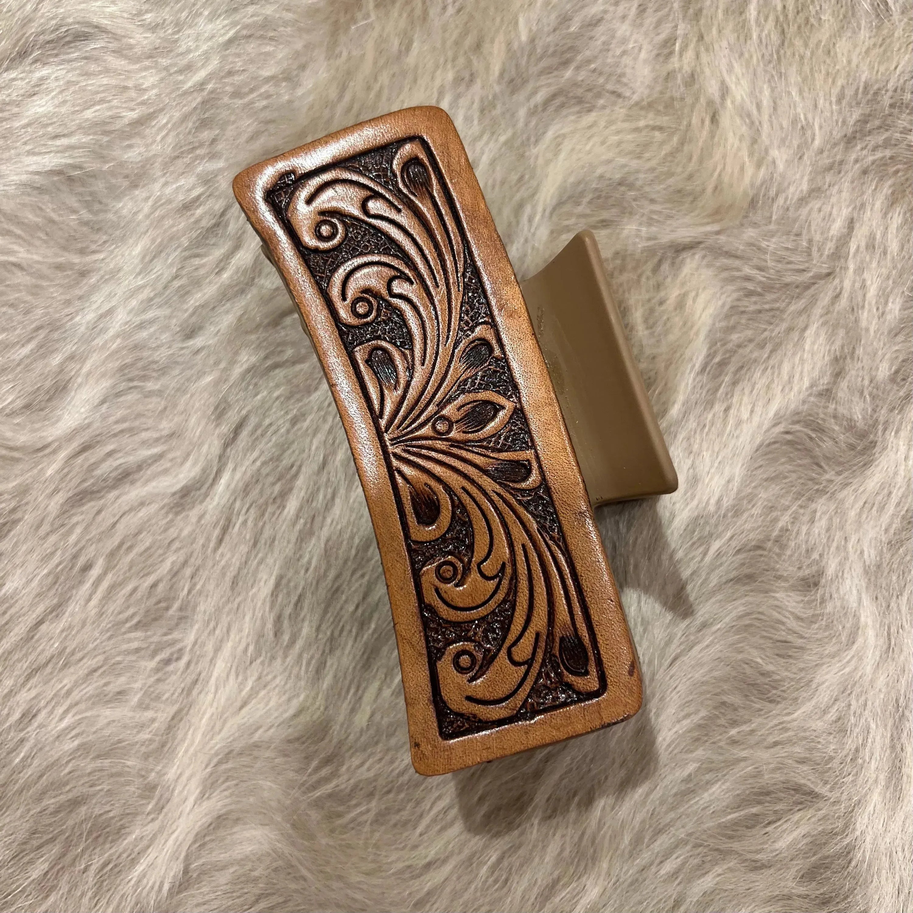 Tooling Leather Hair Clip
