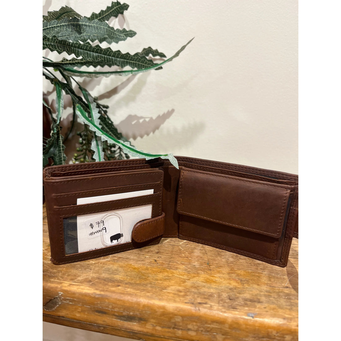 Cognac Plain Leather Wallet