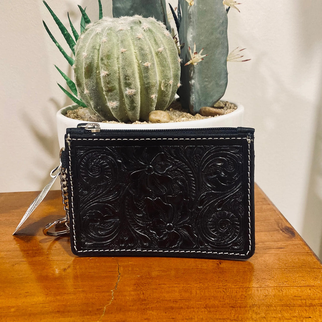 Tooled Leather Card Holder 