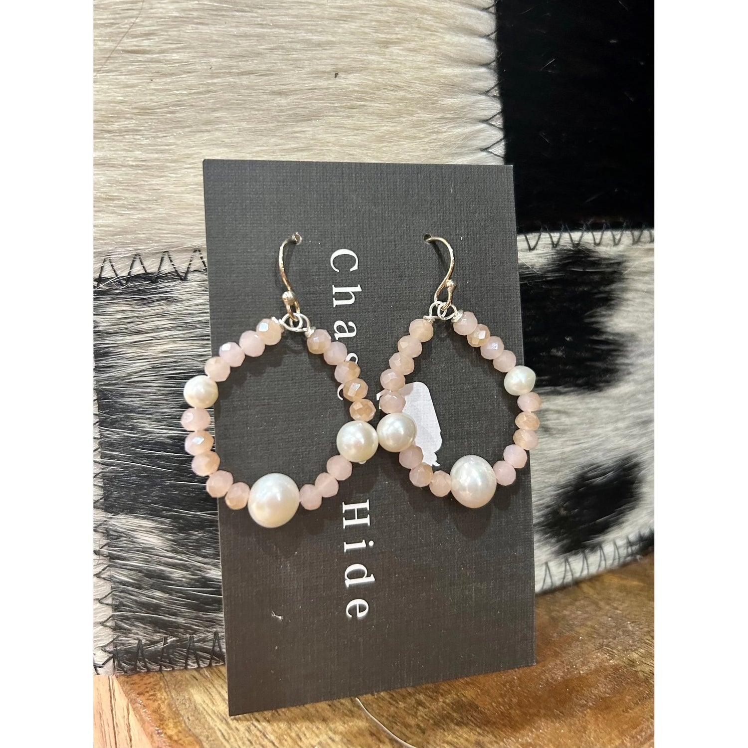 Blush Crystal and Pearl Earrings 