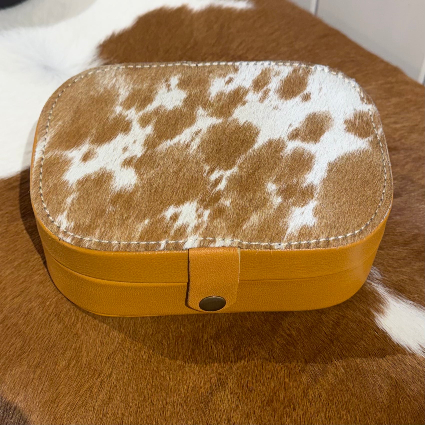 Small Cowhide &amp; leather Jewellery Box 