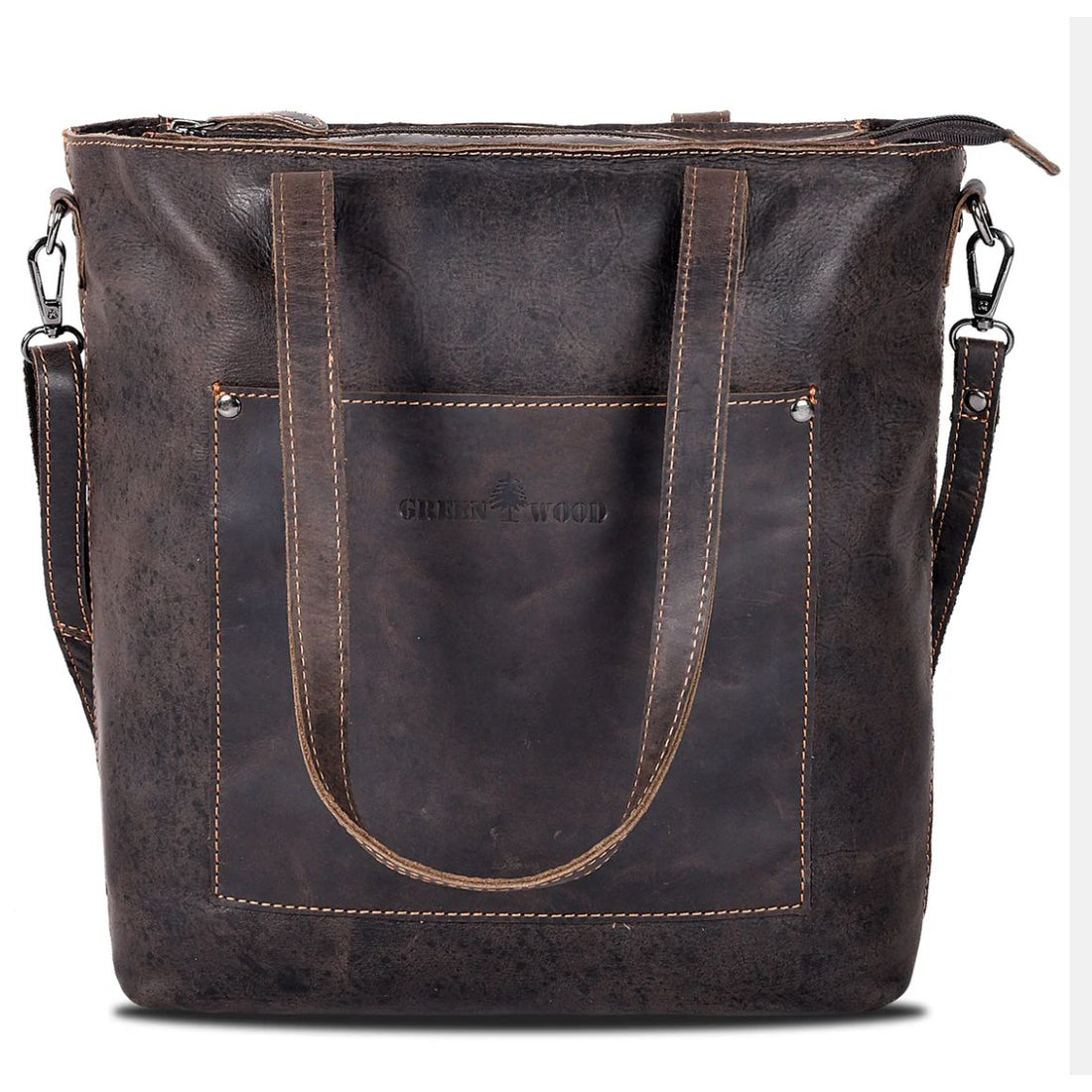 Brown leather tote