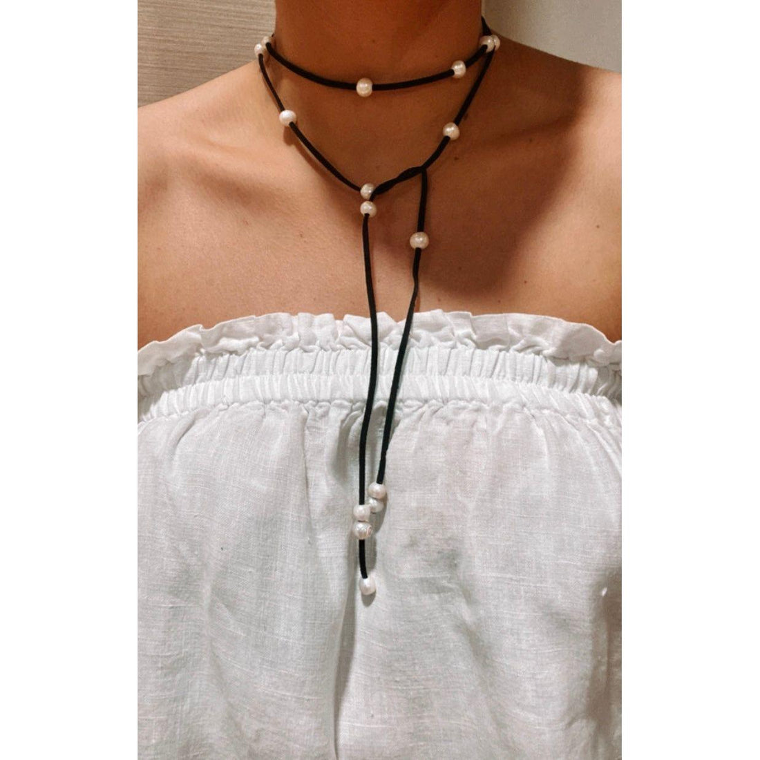 Pearl Lariat black suede