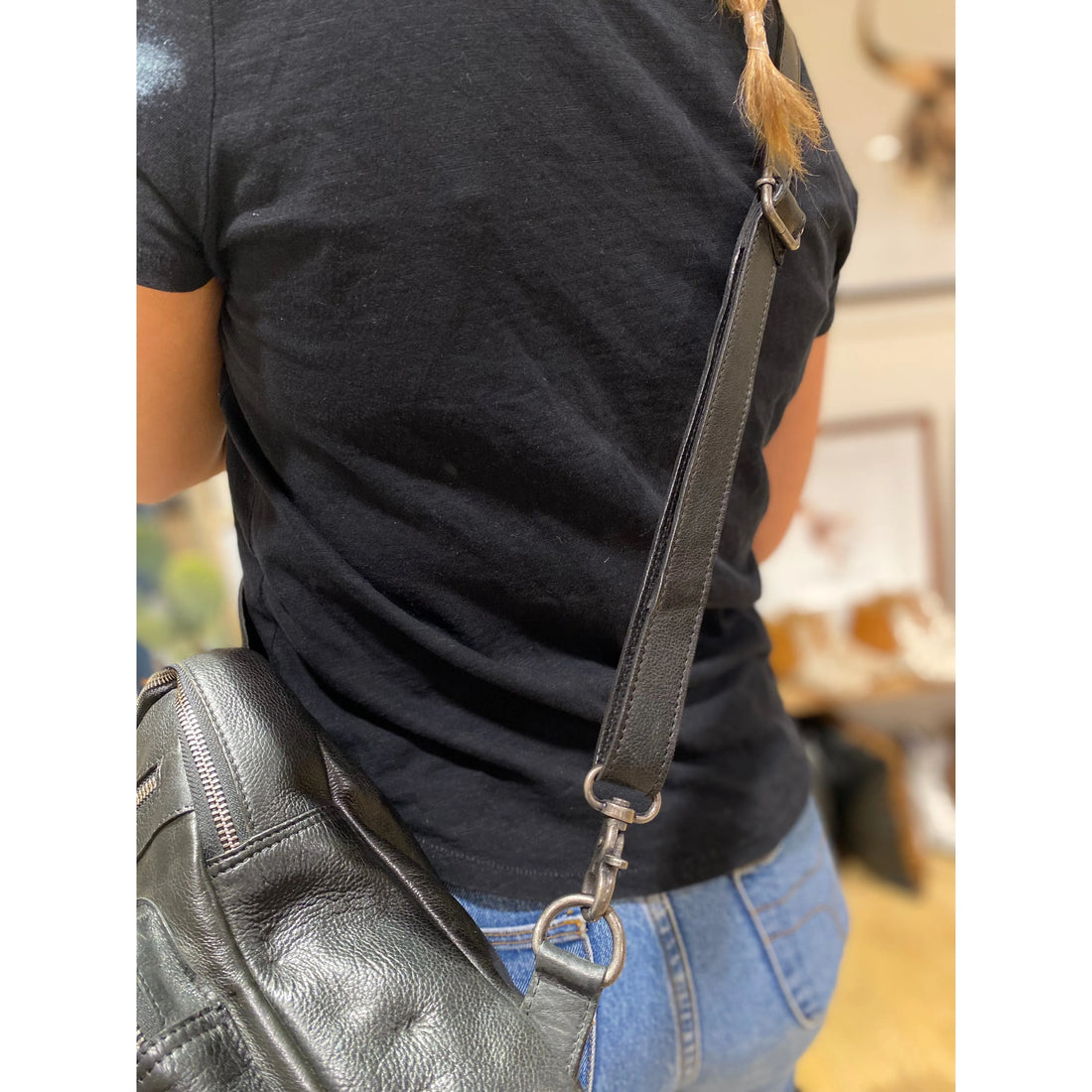 Black Leather sling Bag 