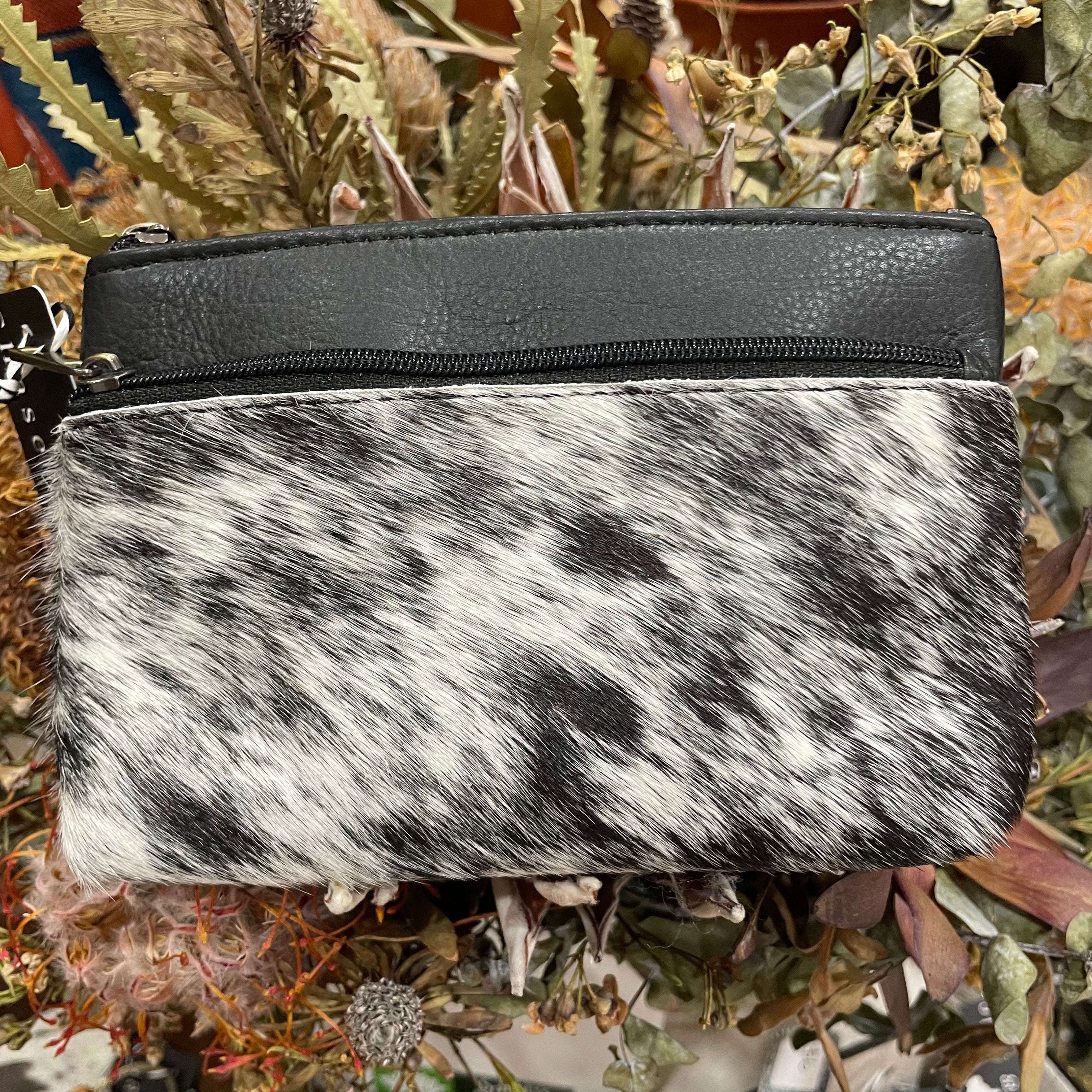 Double Zip Cowhide Clutch 