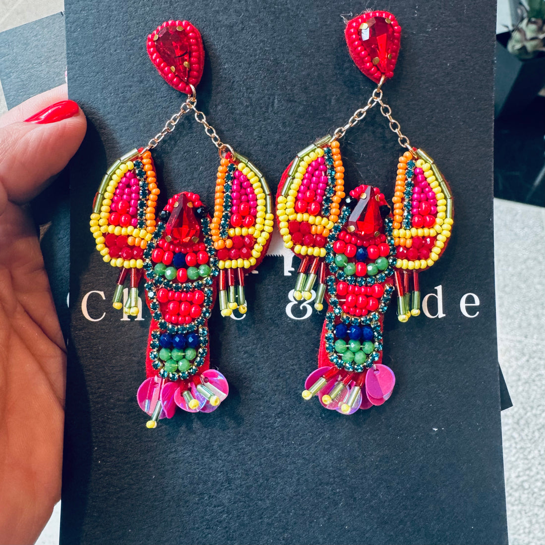 Lobster Earrings - Festive Red