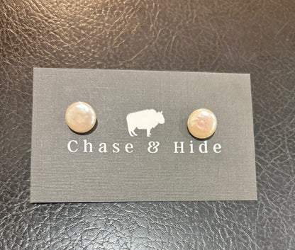 Coin Pearl Earring Studs 