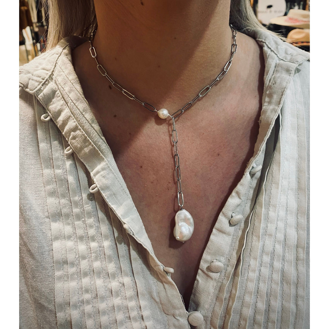 Freshwater and Baroque Pearls on silver Chain