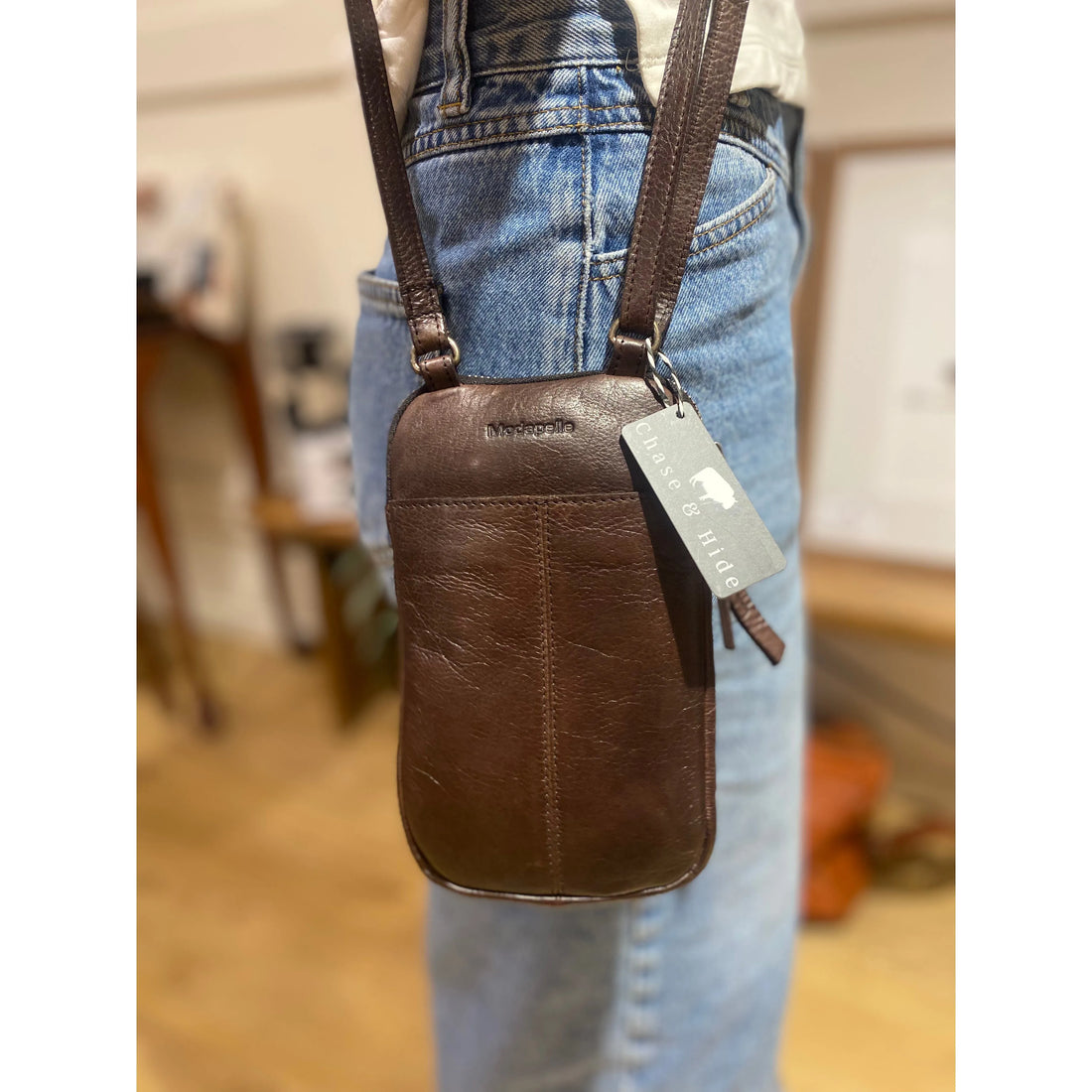 Chocolate Leather pouch Sling 