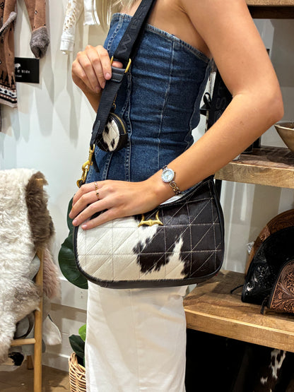 Joe Quilted Nappa Leather Bag - Black &amp; White Cowhide