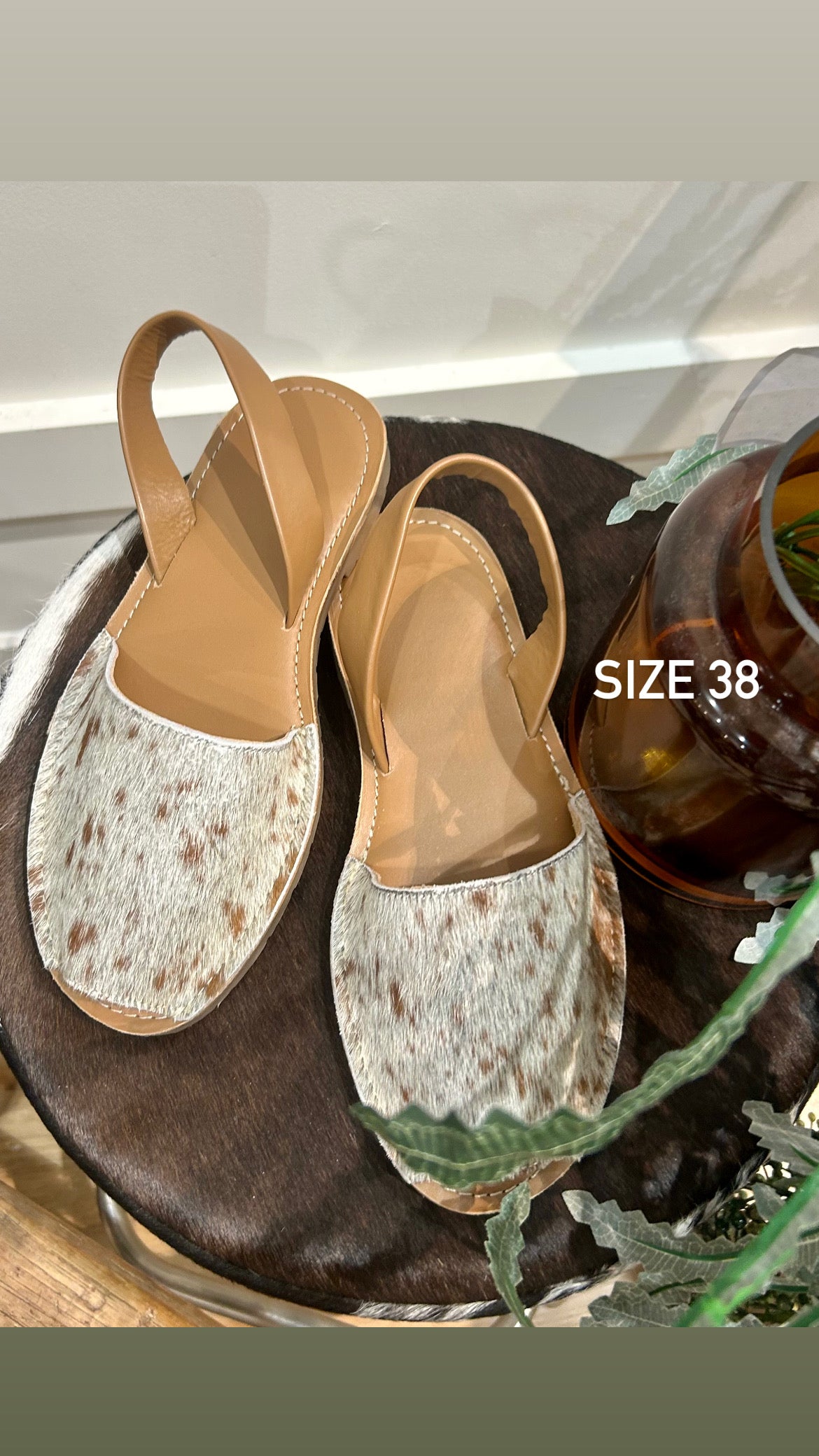 Tan Cowhide Shoes Sling Back