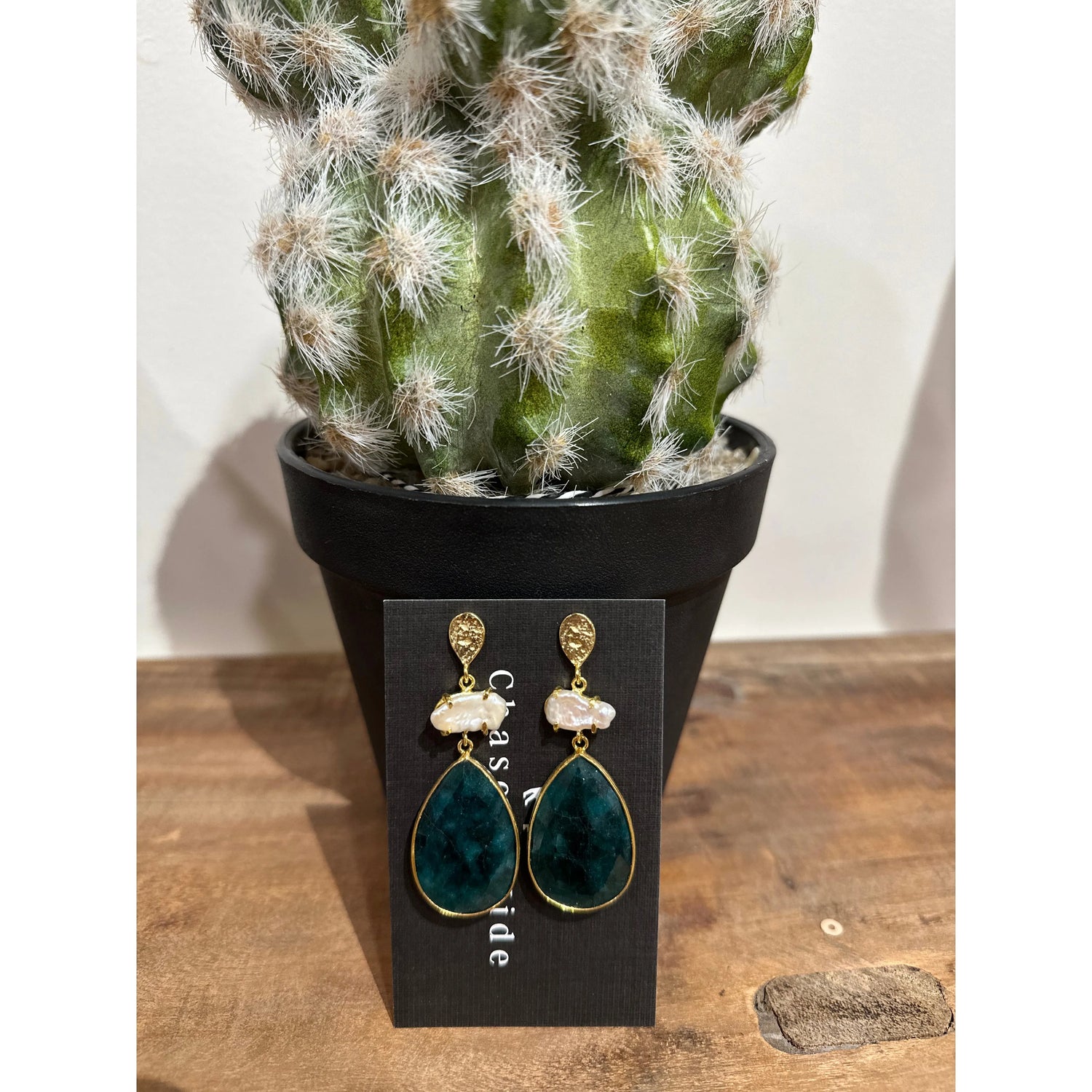 Emerald Gem Drop Earrings 