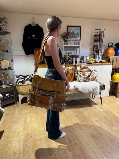 Cowhide and tooling leather nappy / Large Bag 