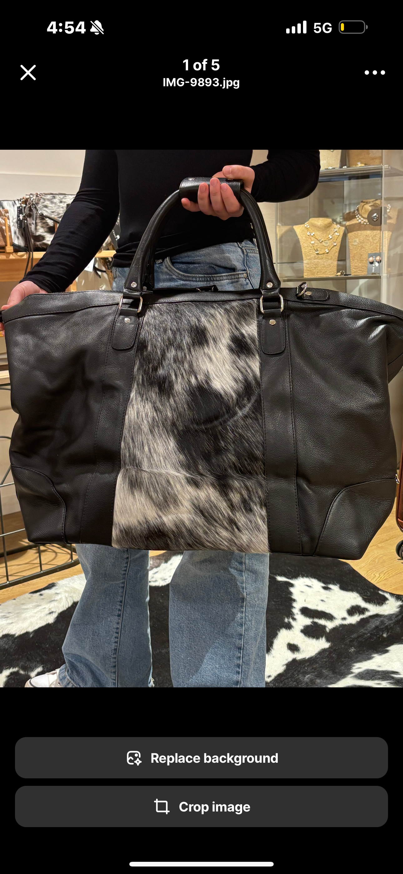 Leather &amp; Cowhide Travel Bag - 12780