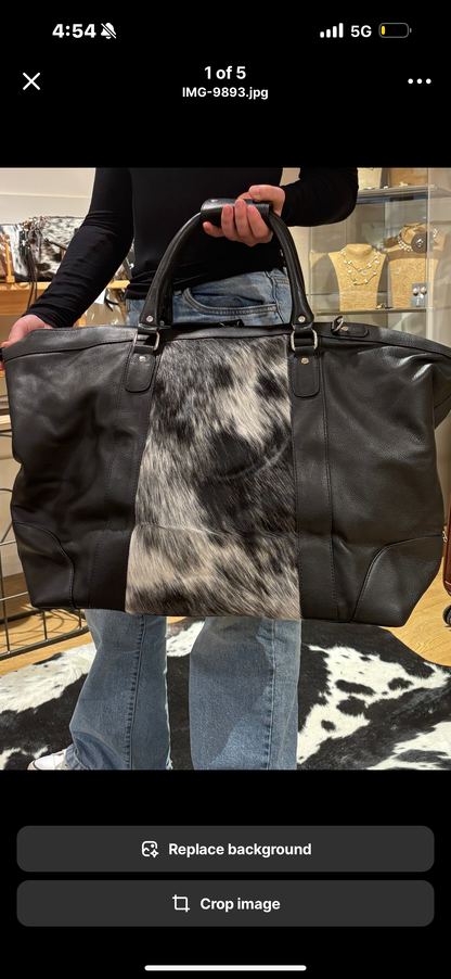 Leather &amp; Cowhide Travel Bag - 12780