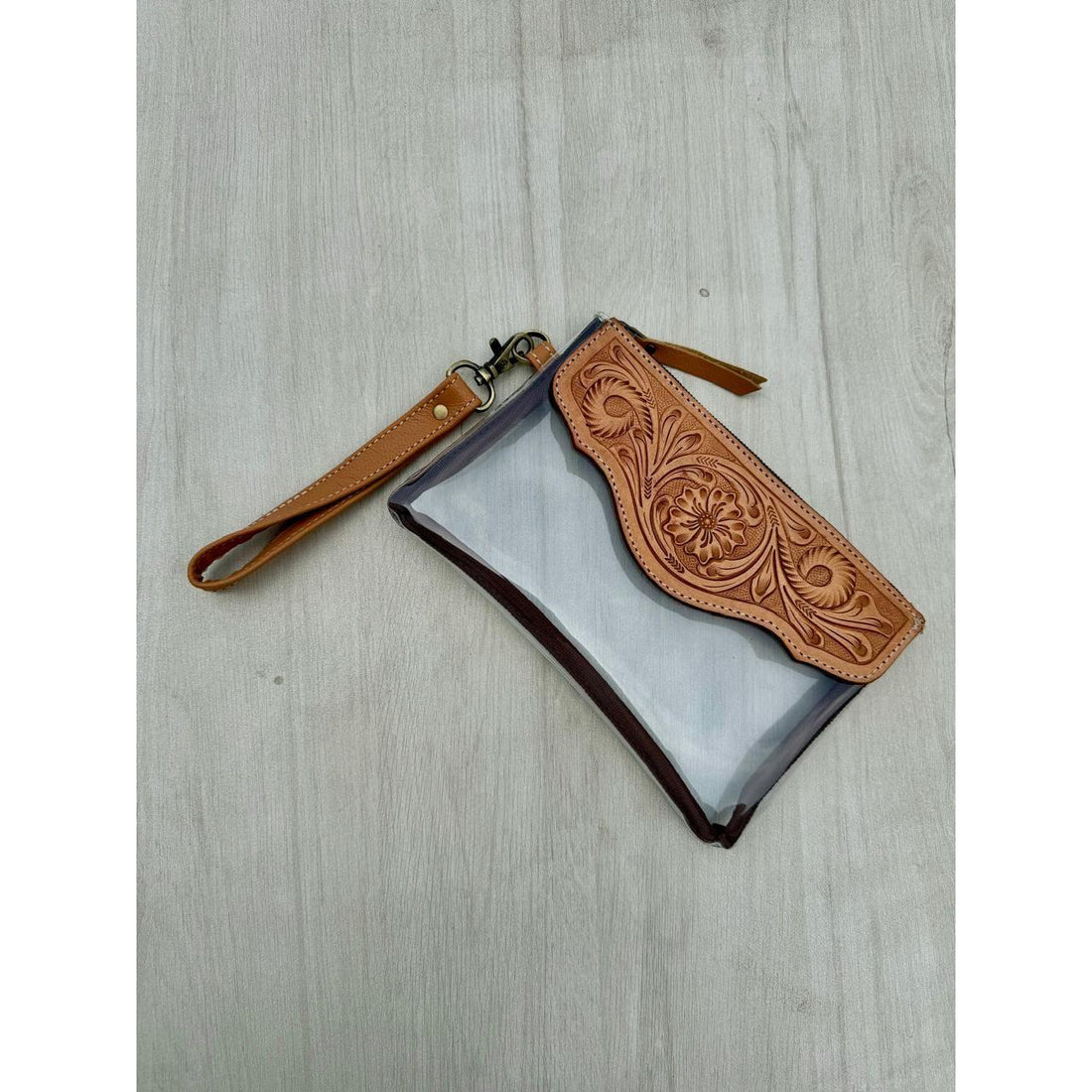 Tooling Leather and Clear Plastic Clutch –