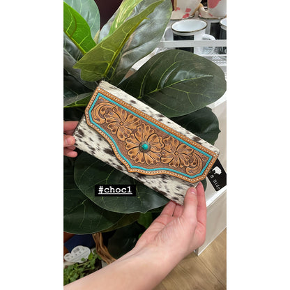 Hand Painted Tooling Leather Trifold Wallet – AW30
